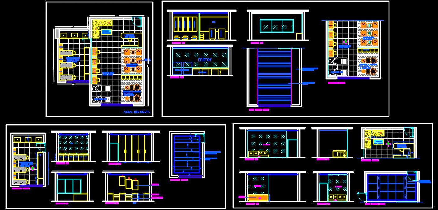 Beauty Salon Design Autocad DWG with Detailed Room Layouts